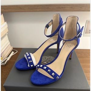 Vince Camuto blue suede spiked heels